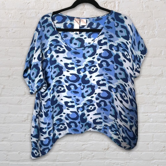 Gemma Blue Leopard Print Silk Blouse - Picture 5 of 11